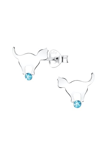 Alexander York Ohrringe, Ohrstecker KATZE mit Kristall in 925 Sterling Silber, 2-tlg.