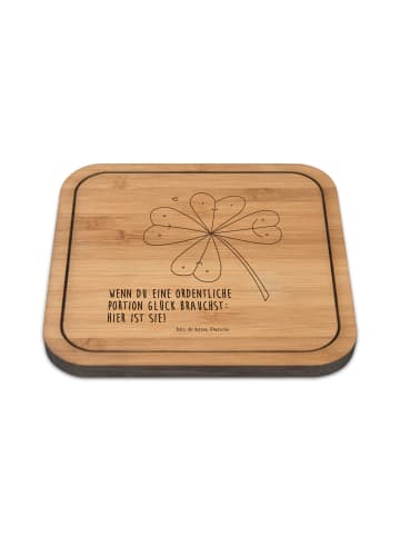 Mr. & Mrs. Panda Tassenuntersetzer Blume Kleeblatt mit Spruch in Transparent