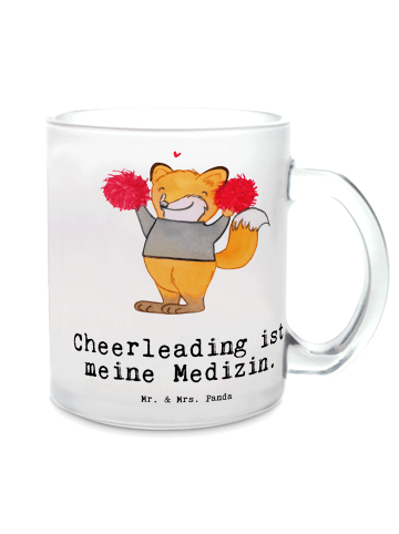 Mr. & Mrs. Panda Teetasse Fuchs Cheerleader mit Spruch in Transparent