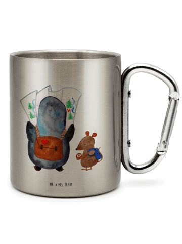 Mr. & Mrs. Panda Edelstahltasse Pinguin & Maus Wanderer ohne Spruch in Silber