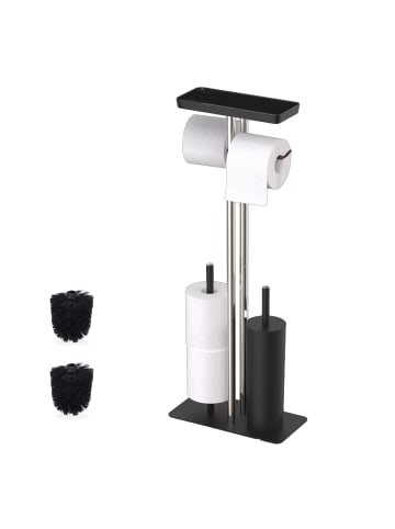 relaxdays WC-Garnitur in Schwarz – (B)30 x (H)77 x (T)15 cm