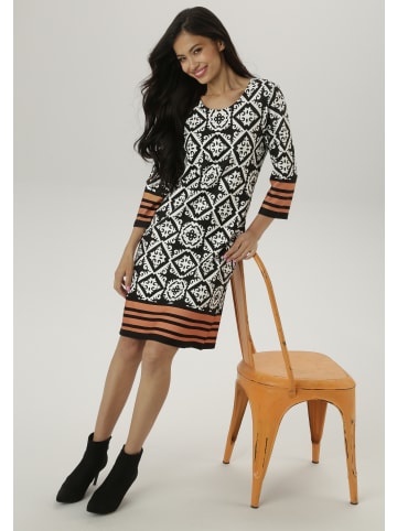 Aniston SELECTED Jerseykleid in schwarz-wollweiß-terra