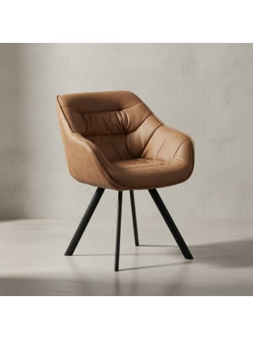 KADIMA DESIGN Esszimmerstuhl | Samtbezug, Eisenstandbeine in Beige