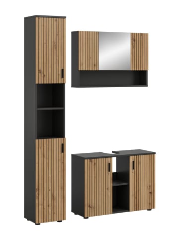 ebuy24 Badmöbelset Mone (3-teilig) Eiche 125 x 30 cm