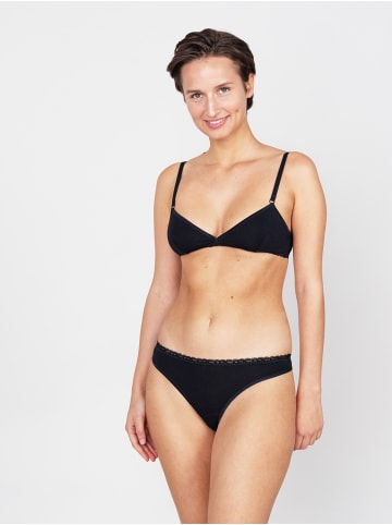 Erlich Textil  Merle Triangel Bralette mit Spitze bügellos aus Modal - verstellbare Träger in schwarz
