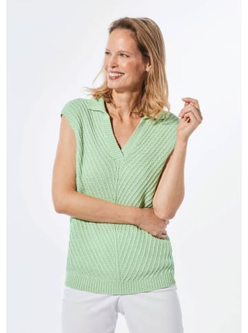 GOLDNER Kurzgröße: Stricktop Stricktop mit V-Ausschnitt in salbei