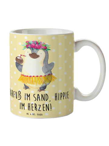 Mr. & Mrs. Panda Teetasse Sommer Hippie mit Spruch in Gelb Pastell