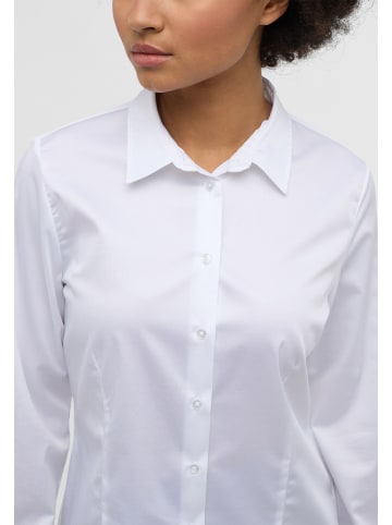 Eterna Satin Hemdbluse mit Taillenabnähern in Weiß