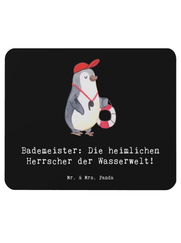 Mr. & Mrs. Panda Mauspad Bademeister Herrscher mit Spruch in Schwarz