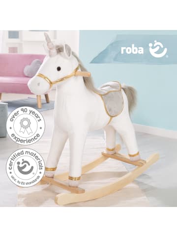 roba Schaukeleinhorn gepolstert – Sattel & Zaumzeug grau/gold, ab 24 Monaten