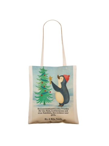 Mr. & Mrs. Panda Tragetasche Pinguin Weihnachtsbaum Design mit S... in Weiß
