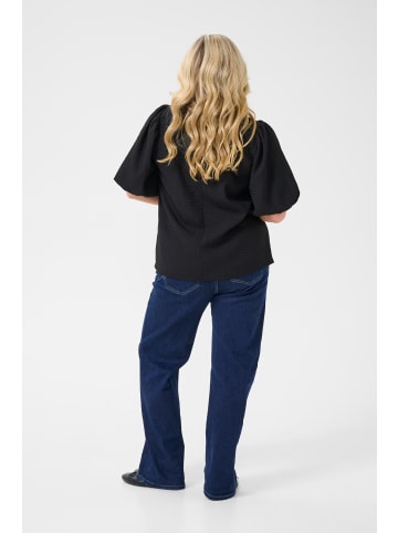 KAFFE curve Kurzarm-Bluse KCmelana Regular fit in Black Deep