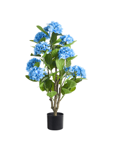 Beliani Kunstpflanze HORTENSIUM in Blau/Grün - (W) 50 x (H) 90 x (L) 50 cm
