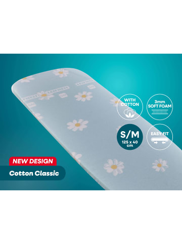 Leifheit Bügeltischbezug Cotton Classic S/M weiß blau gelb 125,0 x 40,0 x 3,0 cm
