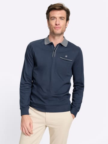 WITT WEIDEN Langarm-Poloshirt in rauchblau