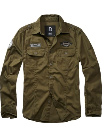 Brandit Hemd "Luis Vintage Shirt Long Sleeve" in Grün