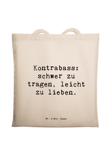 Mr. & Mrs. Panda Jutebeutel Spruch Kontrabass Liebe mit Spruch in Creme