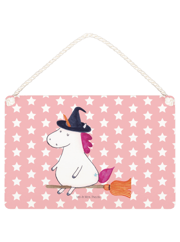 Mr. & Mrs. Panda Deko Schild Einhorn Hexe ohne Spruch in Rot Pastell