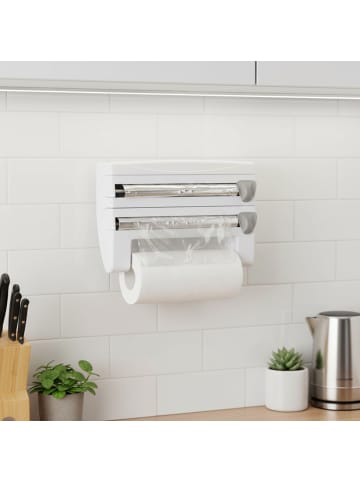 relaxdays Wandrollenhalter in Weiß - (B)38 x (H)24,5 x (T)7,5 cm