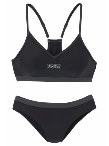 Venice Beach Bustier-Bikini in schwarz-grau