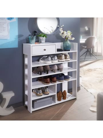 FineBuy Schuhschrank in Weiß / Spanplatte / 75x24x93