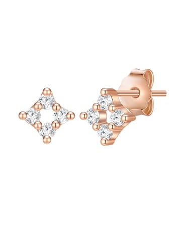 Glanzstücke München Ohrstecker Quadrat aus Sterling Silber mit Zirkonia in roségold