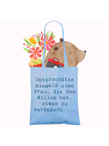 Mr. & Mrs. Panda Tragetasche Spruch Hoffnung Veränderung mit Spruch in Sky Blue