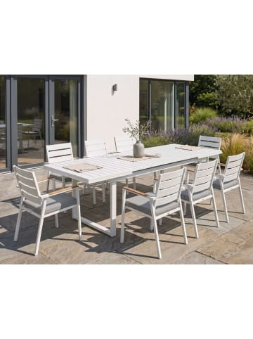 Beliani 9-tlg Gartentisch Set VALCANETTO/TAVIANO in Weiß/Grau/Braun