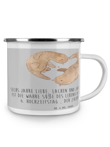 Mr. & Mrs. Panda Becher Emaille 6. Hochzeitstag Zuckerhochzeit m... in Heather Grey