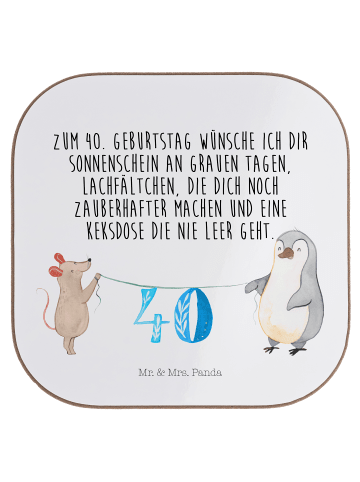 Mr. & Mrs. Panda Untersetzer 40. Geburtstag Maus Pinguin mit Spruch in Weiß
