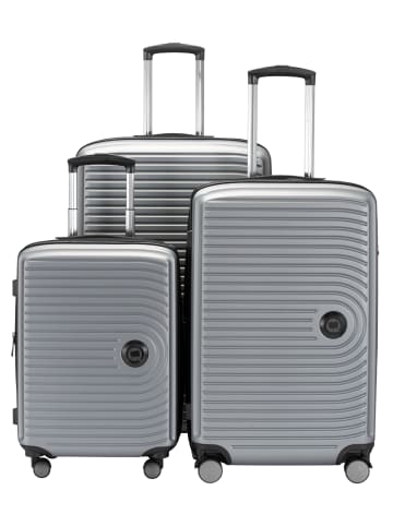 Hauptstadtkoffer Mitte - Kofferset 3 Trolleys Erweiterung Hartschale Gepäck-Set in Silber matt