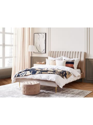 Beliani 2-tlg Doppelbett MARVILLE in Beige/Gold