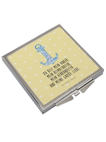 Mr. & Mrs. Panda Taschenspiegel Anker Blau mit Spruch in Gelb Pastell