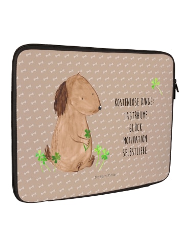 Mr. & Mrs. Panda Laptophülle Hund Kleeblatt mit Spruch in Hundeglück