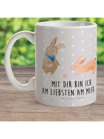 Mr. & Mrs. Panda Trinklernbecher Hasen Muschel mit Spruch in Grau Pastell