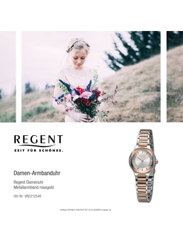 Regent Armbanduhr-Analog rosegold, silber klein (ca. 28,5mm) Regent Metallarmband