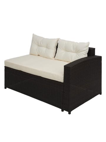 MCW Poly-Rattan Garnitur J34, Braun, Kissen creme-beige