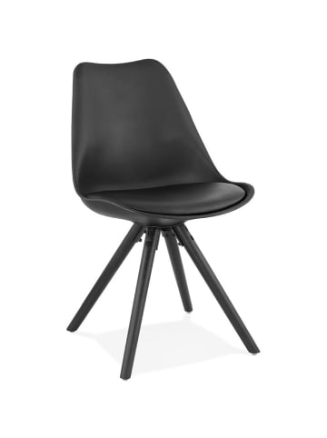 KADIMA DESIGN Stuhl Polyurethan Buchenholz, Eleganter Besucherstuhl, Gepolstertert in Schwarz