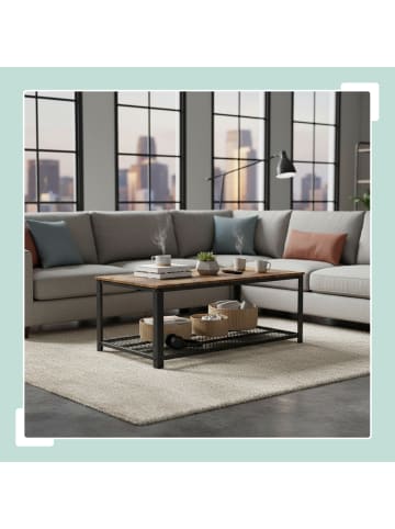 relaxdays Couchtisch in Braun/ Schwarz - (B)106 x (H)45 x (T)60 cm