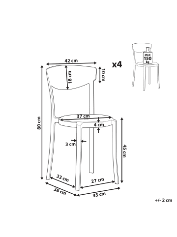 Beliani 4er-Set Esszimmerstuhl VIESTE in Braun