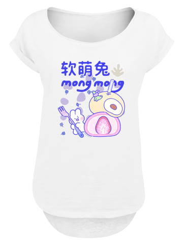 F4NT4STIC Long Cut T-Shirt Lovely MongMong Mandarin Text Eating Mochi in weiß
