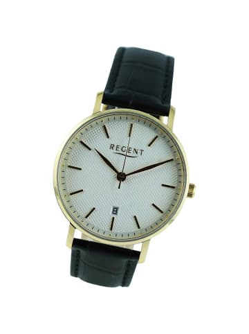 Regent Armbanduhr Regent Lederarmband schwarz extra groß (ca. 39mm)