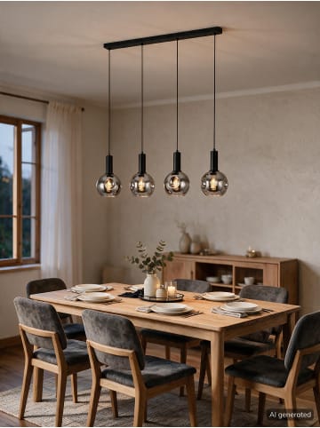 home24 home24 Pendelleuchte aus Glas und Metall in Schwarz - 15 x 90 x 120 cm in Schwarz
