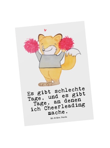 Mr. & Mrs. Panda Postkarte Fuchs Cheerleader mit Spruch in Weiß