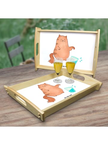 Mr. & Mrs. Panda Tablett Katze Wasserglas ohne Spruch in Weiß