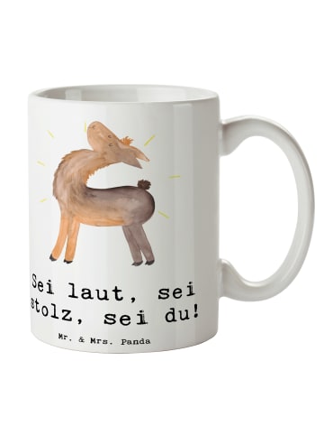 Mr. & Mrs. Panda Kaffeehaferl Sei du Mutig mit Spruch in Weiß