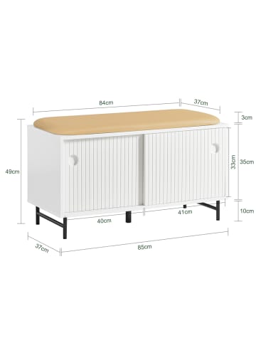 SoBuy Schuhbank in Reinweiß - (W) 37 x (H) 49 x (L) 85 cm