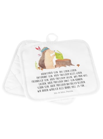 Mr. & Mrs. Panda 2er Set Topflappen  Igel Federschmuck mit Spruch in Weiß