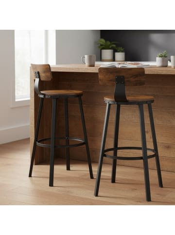 VASAGLE 4er-Set: Barstühle in Braun, schwarz - (B)54.5 x (H)99 x (T)54.5 cm
