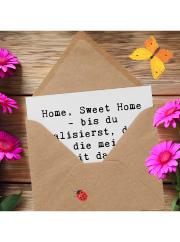 Mr. & Mrs. Panda Einladungskarte Spruch Geborgenheit im Zuhause ... in Weiß